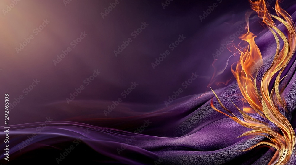 Fototapete flowing kanok flame design with soft curves abstract digital art ethereal space close-up dynamic mot