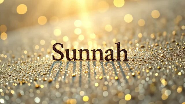 The word sunnah is written in black letters on a white background. The letters are outlined in black and the background is a light color