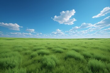 Fototapeta premium arafed view of a field of green grass with a blue sky