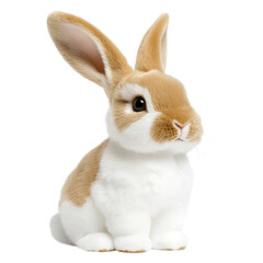 Obraz premium Adorable rabbit sitting gracefully on a soft surface with bright eyes and fluffy fur perfect for cute animal imagery isolated on transparent background..