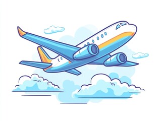 Obraz premium Airplane soaring above clouds, travel, sky, journey, vector illustration, website graphic