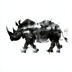 Fototapeta premium Abstract Black And White Animal Ink Wash Painting