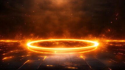 glowing orange circular beams with a dark core at the center