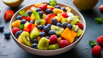 Mixed fruit salad in a bowl 