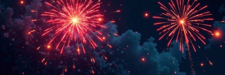 Colorful fireworks exploding in the air with sparks and lights , colorful lights, celebration
