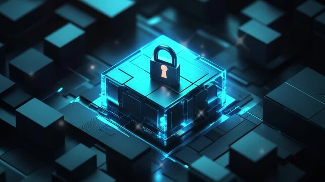 Glowing cyber security technology background