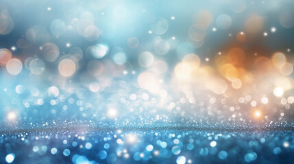 Fototapeta premium Elegant sparkling blue bokeh background with soft glitter, ideal for dreamy and luxurious designs.