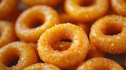 baked snack rings, light golden color, with a soft matte texture