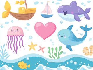 marine animals set