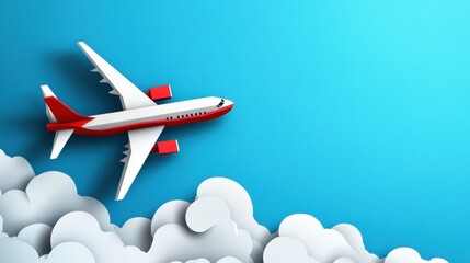 Leadership concept illustrated with a bold airplane soaring through a bright blue sky in a digital paper craft style. Generative AI