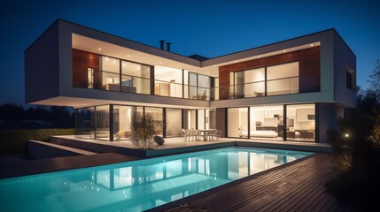 Building swimming pool at night