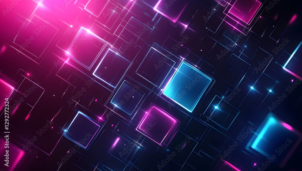 Poster neon squares network abstract background