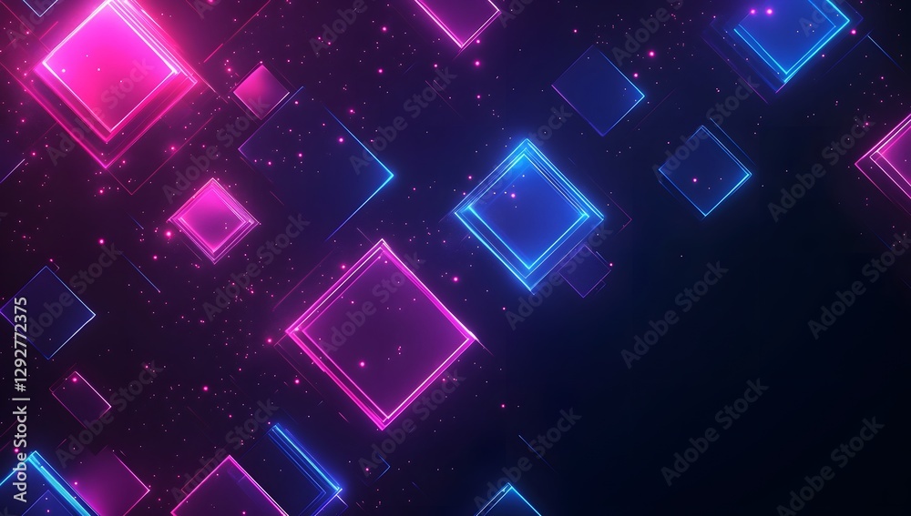 Poster abstract glowing squares digital art background