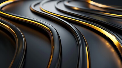abstract background 3d wallpaper with black and golden stripes 