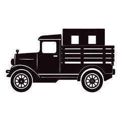 silhouette of an antique truck with wooden panels.