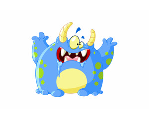 Blue Monster in white background