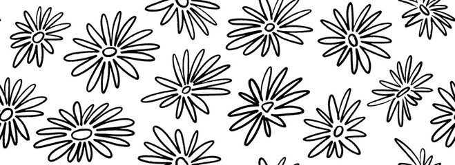 Seamless hand drawn floral pattern. Paint drawn flower motif background for fabric, cover, decor, textile print. Repeating botanical brush stroke ornament. Vector bloom and blossom all over wallpaper
