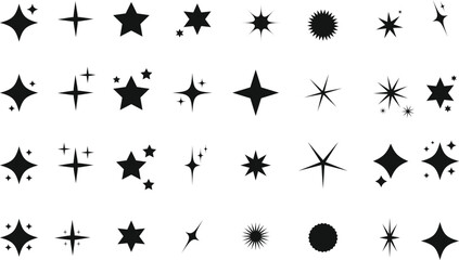 Stars and Sparkles Set, Vector illustration