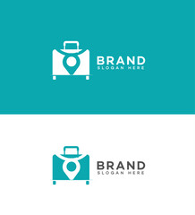 Travel Agency Logo Design Suitcase Location Pin Brand Identity
