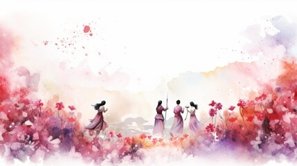 Watercolor Women Day Celebration in August with Generative AI Style