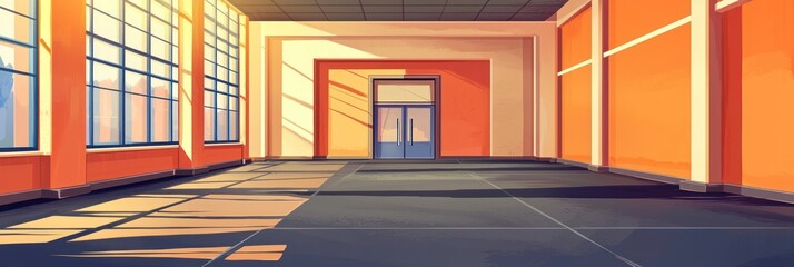 Fototapeta premium Spacious Interior with Sunlight and Colorful Walls in Modern Design
