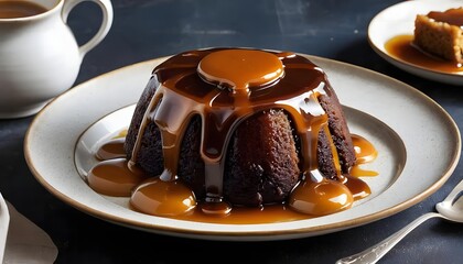 Decadent Chocolate Caramel Pudding Gourmet Dessert Sweet Treat Delicious Food Photography