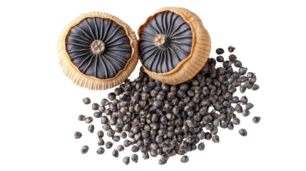 Yin and Yang symbol made of stones with coffee beans, cup, and cereal in a warm, inviting setting