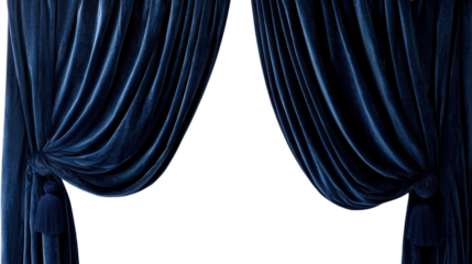 Blue velvet curtain with spotlight and white background featuring industrial equipment, wires, cables, and copper details in a modern design