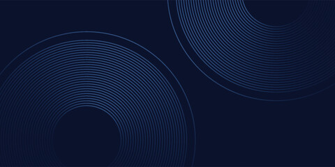 Abstract blue glowing geometric lines on dark blue background. Modern shiny blue circle abstract simple art
