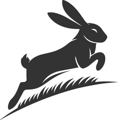 Rabbit sliding down a grassy hill animal silhouette vector