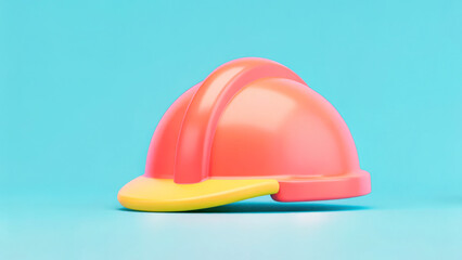 Fototapeta premium Creative small business, 3D concept. Colorful toy construction helmet on a bright blue background.