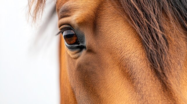 Closeup of bay horse's head stable photography natural light eye-level equine beauty