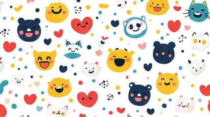 Obraz premium Celebration of laughter emoji pattern digital space graphic design colorful environment playful viewpoint joyful concept