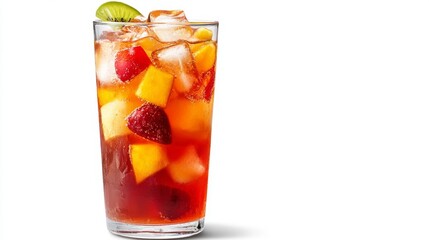 Refreshing iced fruit punch summer party beverage outdoor setting close-up vibrant colors