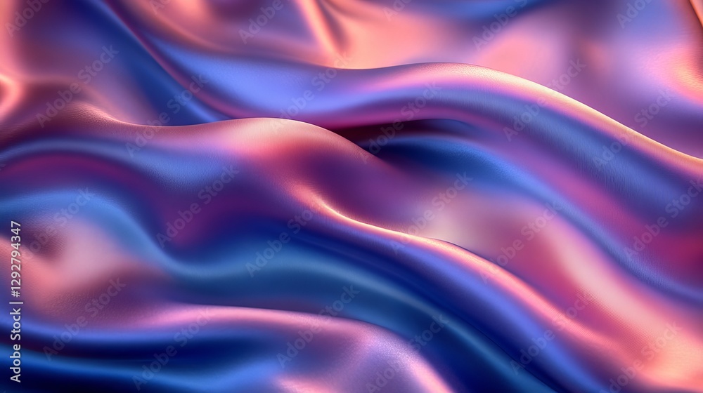 Aufkleber Flowing fabric with vibrant purple and pink colors in soft waves creating a sense of luxury and elegance. Abstract design and texture concept