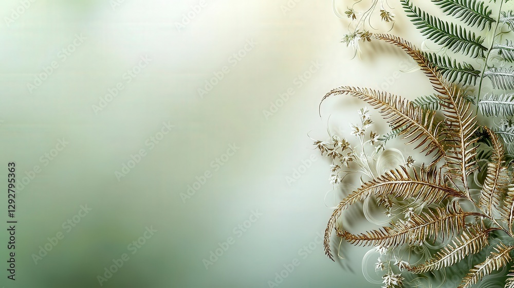 Aufkleber elegant dok phak kud fern pattern display nature scene botanical art soft background artistic viewpo
