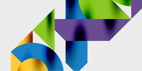 Detailed composition of circles, semicircles, and triangles with glossy effects and smooth gradients. A sleek and modern vector design for creative and tech-inspired projects