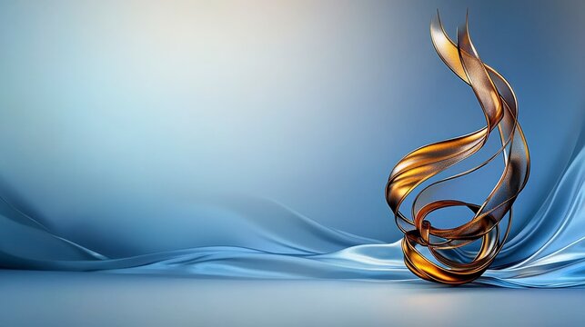 Flowing thai kan khod phriu design showcased in serene blue environment abstract art representation