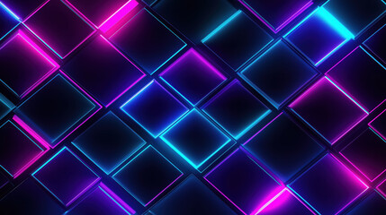 Obraz premium Glowing Neon Blue and Purple Squares on Dark Background