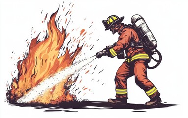 fireman with fire extinguisher