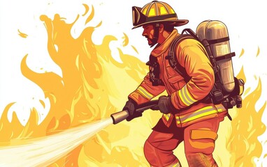 Fototapeta premium firefighter in action