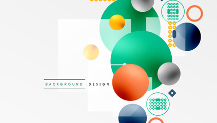 Minimalistic abstract vector design, layered geometric shapes circles, squares, and triangles with soft pastel gradients and semi-transparent effects. Perfect for contemporary use