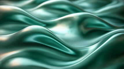Obraz premium Shiny green liquid waves create a smooth, flowing texture. A modern and elegant abstract background for creativity.