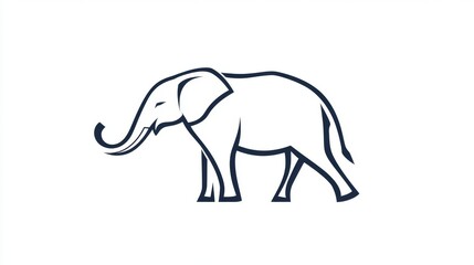 Fototapeta premium Silhouetted elephant profile open landscape digital art white background side view nature's majesty