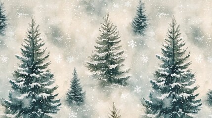 Fototapeta premium Swirling serenity watercolor pine trees nature scene landscape art tranquil environment aerial view artistic concept