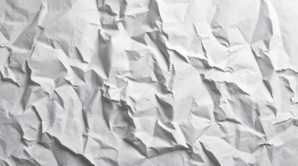 Obraz premium crumpled paper texture, white background, abstract surface, creased paper, shadows and highlights, minimalist design, high contrast, geometric patterns, rough texture, wrinkled material, monochromatic