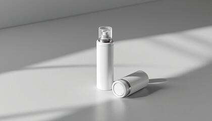 White Cosmetic Spray Bottle Mockup on White Background