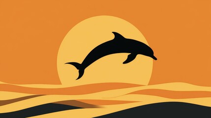 Naklejka premium Dolphin jumping silhouette ocean wildlife photography coastal waters side view dynamic movement