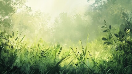 Soft focus on lush green grass tranquil meadow nature photography under soft sunlight serene environment captivating moment