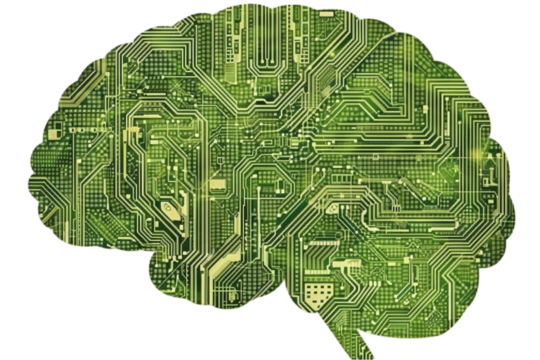  AI Brain Circuit Isolated on Transparent Background